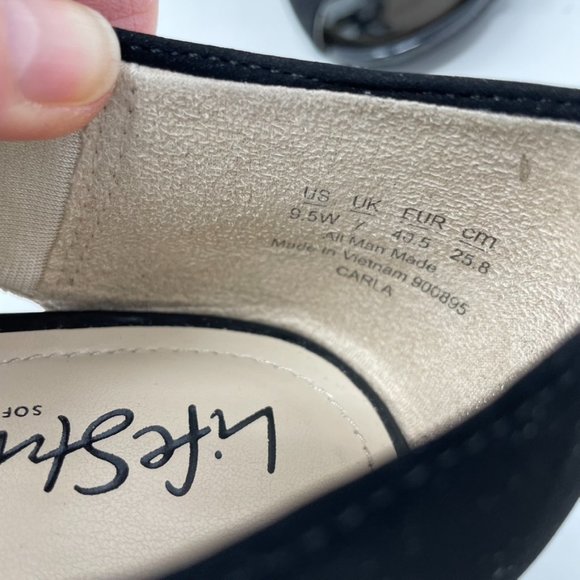 Life Stride Womens Black Vegan Suede Comfort Heel Slip On Peep toe Pumps 9.5 - Picture 6 of 11